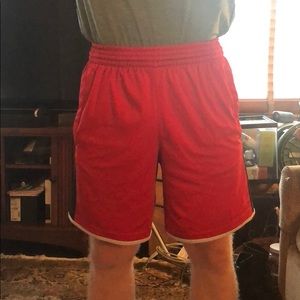 Red athletic shorts